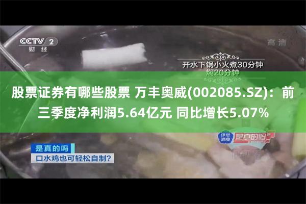 股票证券有哪些股票 万丰奥威(002085.SZ)：前三季度净利润5.64亿元 同比增长5.07%